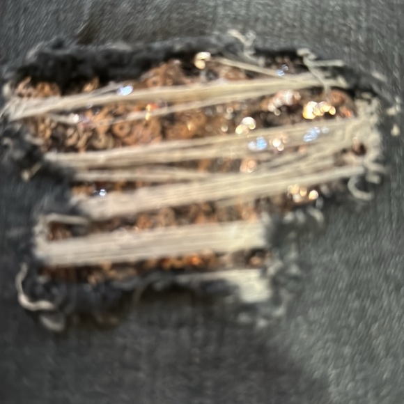 WHBM The Skinny sequin scrapped jeans Shorts ze 10 - Picture 3 of 4